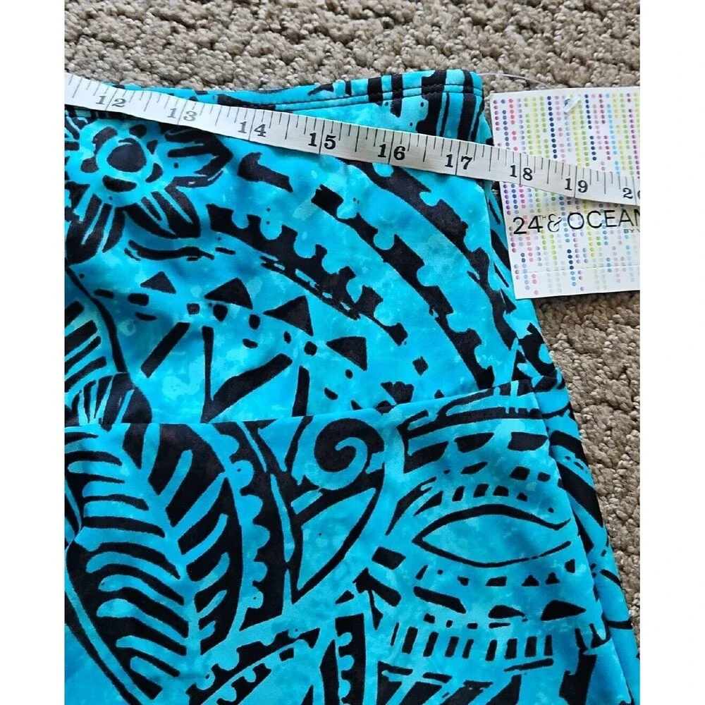 NWT 24th & Ocean Turquoise Brown Mid Waist Skirted Hipster Bikini Swim Bottom XL - Picture 9 of 10